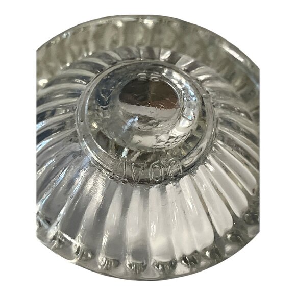 Vintage Avon Pressed Glass Pedestal Votive Holder – 1970s Diamond & Leaf Pattern - Picture 5 of 5